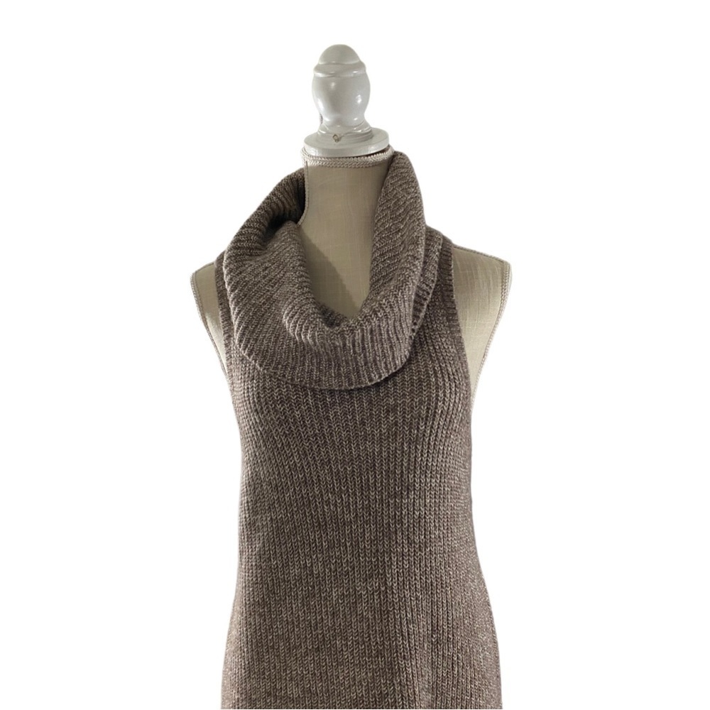 BKE Buckle Red Label Women Tan Knit Cowl Neck Sleeveless Sweater Mini Dress Sz M